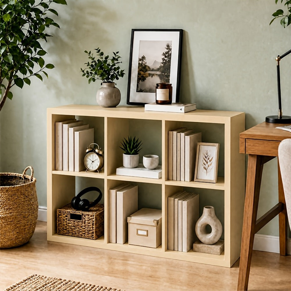 Cube Storage Bookshelf 2 3 4 6 8 9 Cube Open Display Cabinet Thick Frame Floor Standing Bookcase with Anti-Tip Kit for Living Room Bedroom Study, 4 Colors