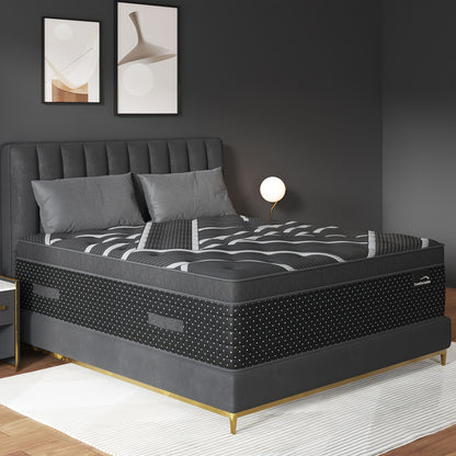 12/14 Inch Gel Memory Foam Hybrid Mattress Twin Full Queen King Sizes Mattress Bed In A Box, Euro Top Medium Firm for Back & Lumbar Support, Individual Pocket Spring Bed for Motion Isolation & Fiberglass Free