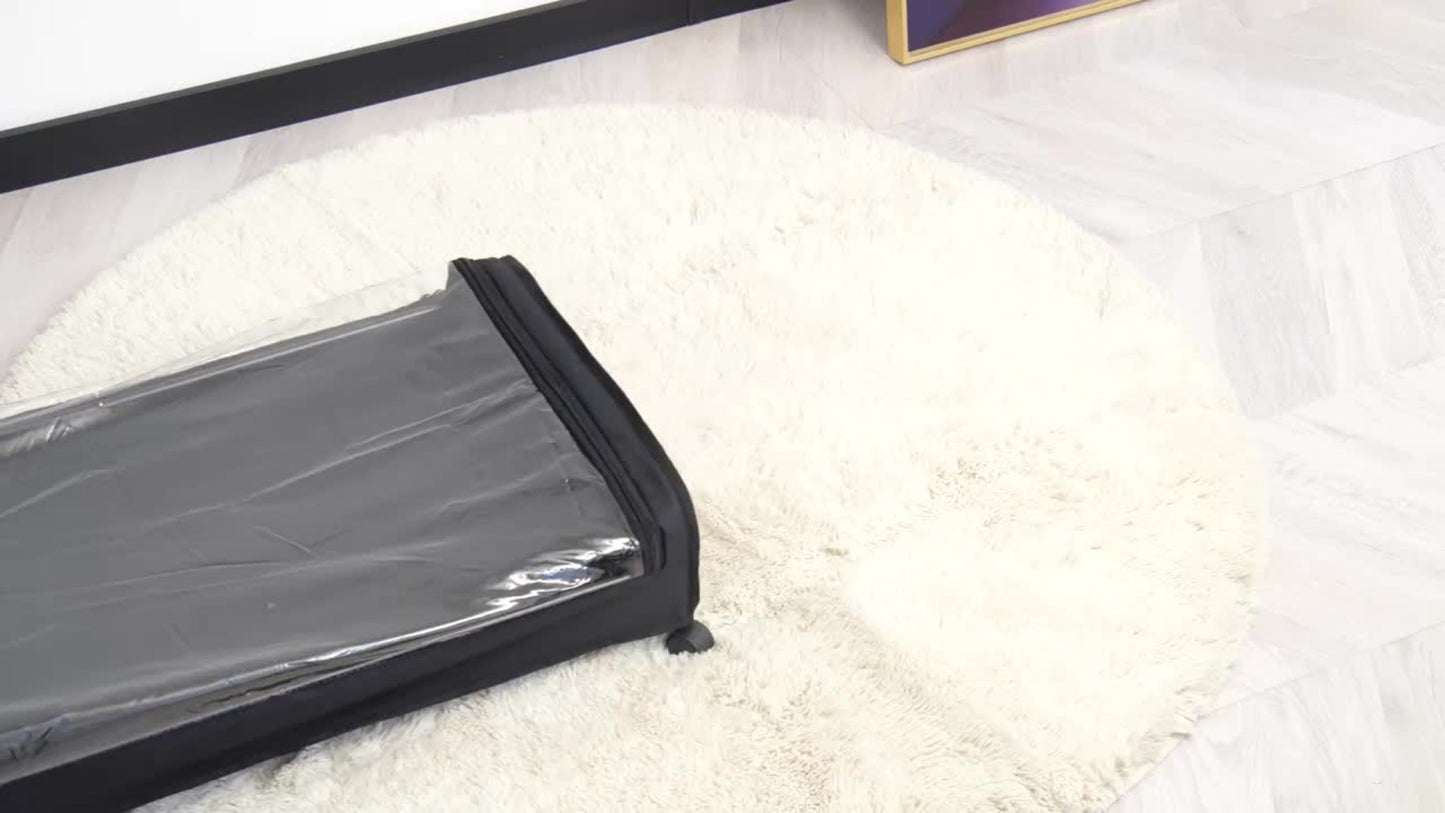 Rolling Under-Bed Storage Drawer with Wheels | Metal Frame, Bedroom Organizer for Clothes, Blankets, Shoes & Bedding – Gray & Black, 1pc or 2pc
