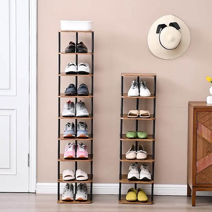 9-Tier Vertical Shoe Rack Tower Narrow Freestanding Shoe Organizer for Closet, Entryway & Bedroom – Slim MDF Shoe Shelf for Space-Saving Home Storage