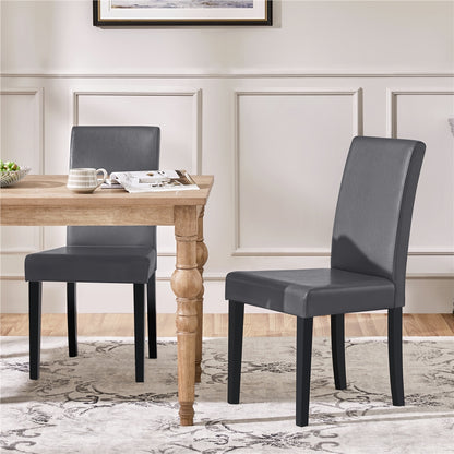 Costoffs Upholstered Dining Chairs Set of 2/4, Padded Leather Side Chairs with High Back & Rubberwood Legs, Modern Kitchen Chairs for Home, Kitchen & Restaurant, Black/White/Gray/Brown