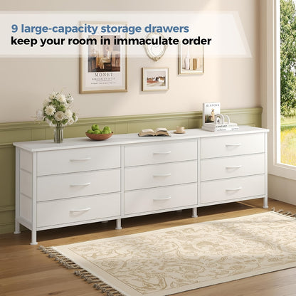 5/7/9 Drawer Cabinet, Wide Dresser with Fabric Bins And Drawer Organizer Spacious Storage Chest for Hallway