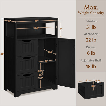 Costoffs Bathroom Storage Cabinet with Drawers, Moisture-Resistant Modern Cabinet Organizer with Multiple Tiers Shelves Storage, Easy-Clean Surface Bathroom Cabinet for Bathroom Living Room