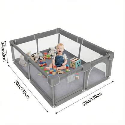 Baby Playpen 50X50 Inch, Play Pens for Babies And Toddlers Baby Fence Baby Play Yards for Indoor & Outdoor with Breathable Mesh Anti-Fall Playpen