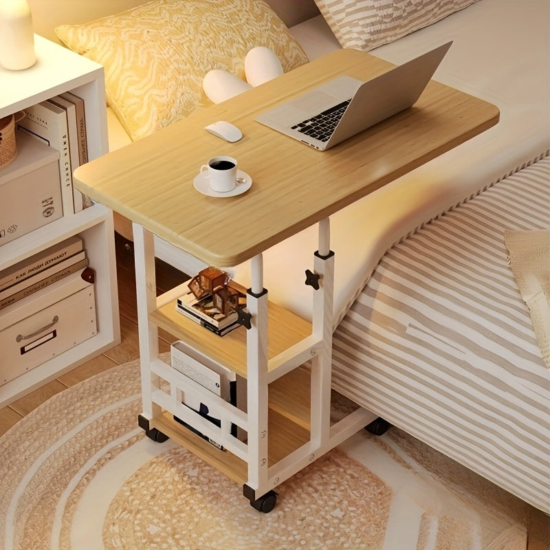 1 Movable Multifunctional Computer Desk, Home Bedroom Bedside Table Computer Desk, Bedroom, Living Room Dormitory, Lazy And Simple Student Writing Desk, Movable And Adjustable Height Laptop Desk, 360 Degree Rotating Wheels, Perfect Birthday Gift.