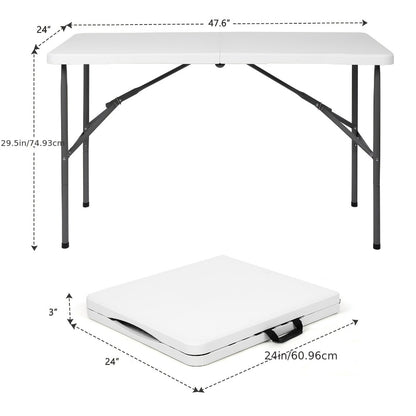 Folding Table 4ft or 6ft Plastic Portable Table with Carrying Handle for Indoor Outdoor, Picnic Party Camping Dining Banquet Table, White or Black