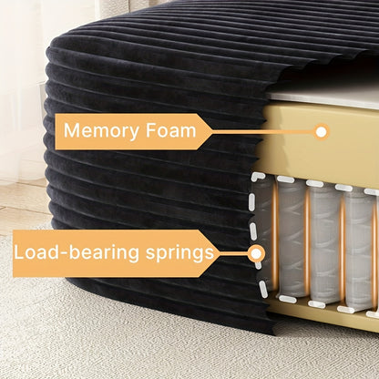 Corduroy Ottoman, Christmas Gifts Decorations Plush Chair Bean Bag Couch, Upholstered Cloud Ottoman for Boneless Couch In A Box, Modular Sectional Couches for Game & Recreation Room Furniture, Compressed Memory Foam, No Assembly Required