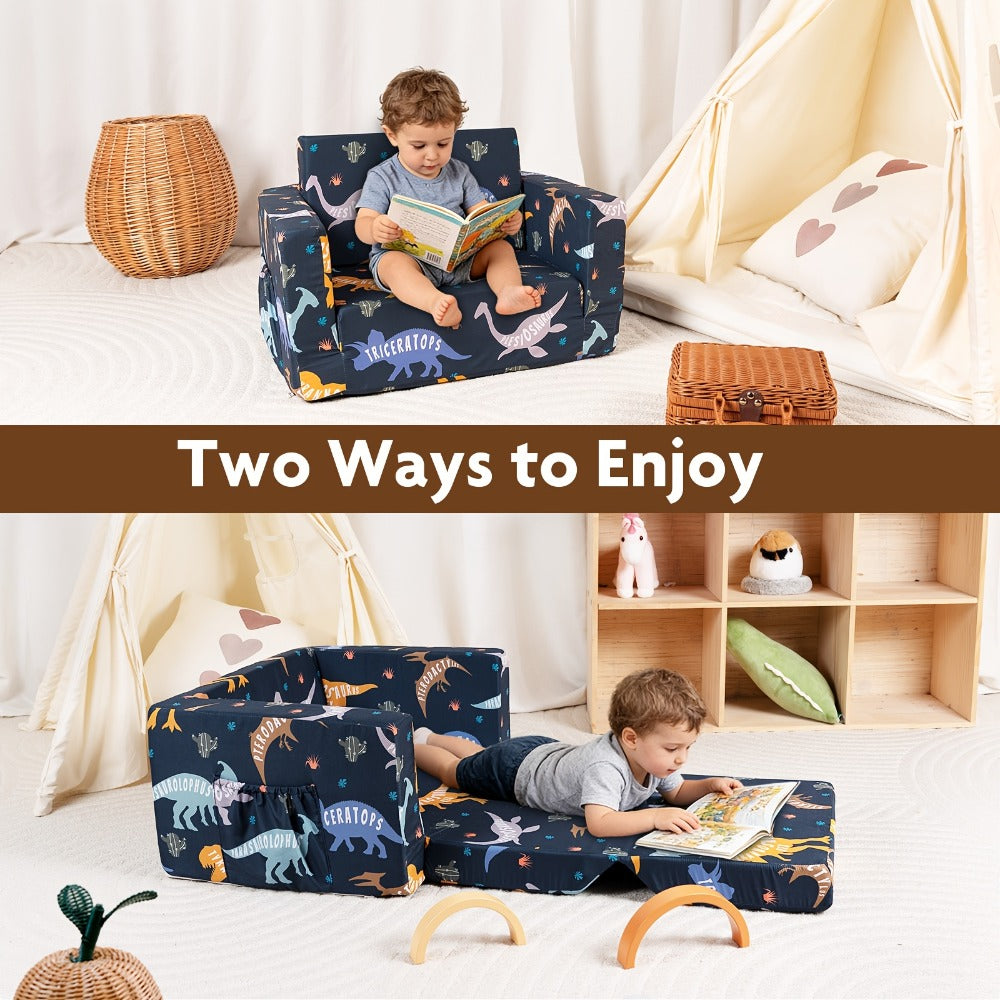 2-In-1 Kids Sofa, Fold-Out Soft Chair for Boys And Girls, Convertible Couch to Lounger, Ideal for Reading, Playing, And Living Room Decor