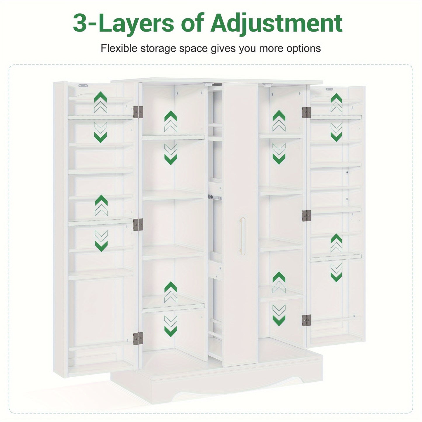 47 Inches Pantry Cabinet Cupboard with Drawer, Kitchen Pantry Storage Cabinet with Adjustable Shelves, Kitchen Organizer And Storage, White Buffet Cupboards Sideboard for Kitchen, Dining Room