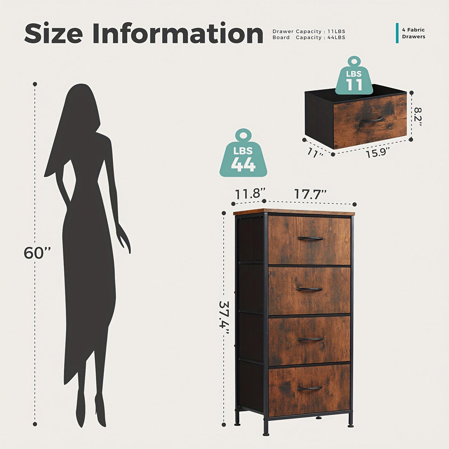 [Skinny Fabric Storage Tower] Dresser For Bedroom, Storage Drawers, Skinny Fabric Storage Tower With 2/4 Drawers, Tower Organizer Unit, Chest Of Drawers With Wooden Top For Closet, Laundry, Entryway