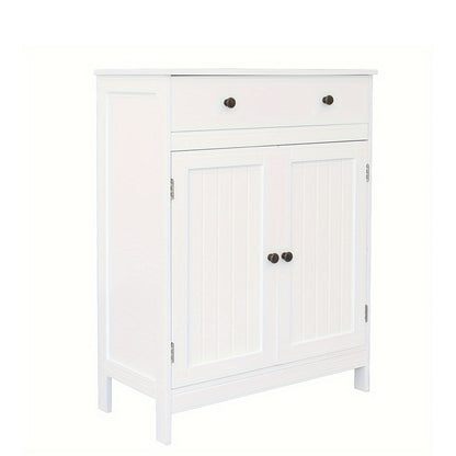 Set of Bathroom Storage Cabinets - Bath Vanity with Double Shutter Doors And Soft-Close Drawer, Space-Efficient Bathroom Furniture for Contemporary Homes (White)