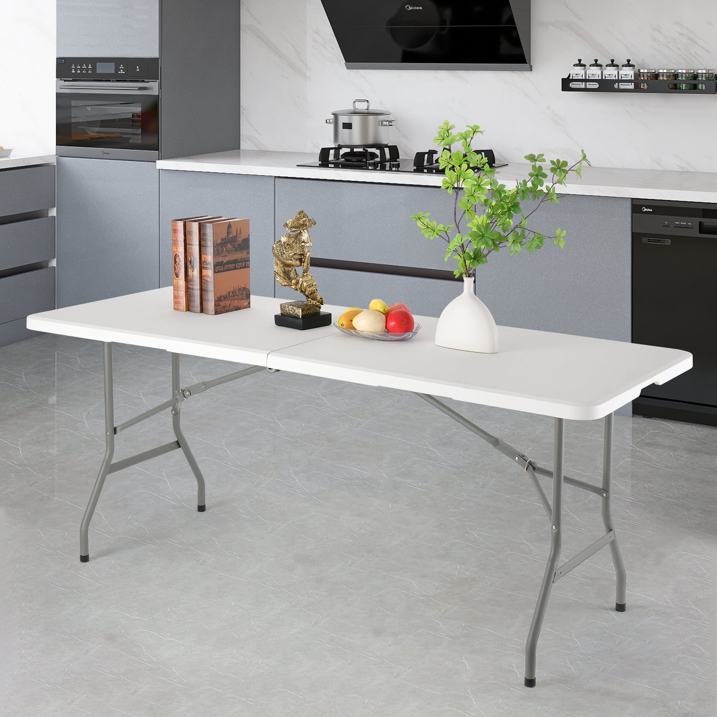 Folding Table, Lightweight Folding Table for Party, Dining, Barbecue, Board Game with Carrying Handle, Folding Locks - Mesas Para Fiestas