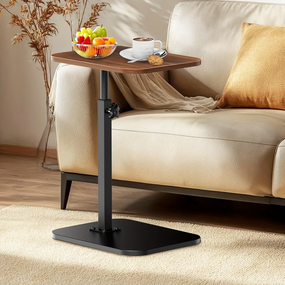 Adjustable Height End Table with 90° Flip Panel and 360° Swivel, Slide-Under Couch Side Table for Small Spaces, TV Tray Snack Laptop Table for Sofa Bed Living Room Bedroom, Basic or With Wheels