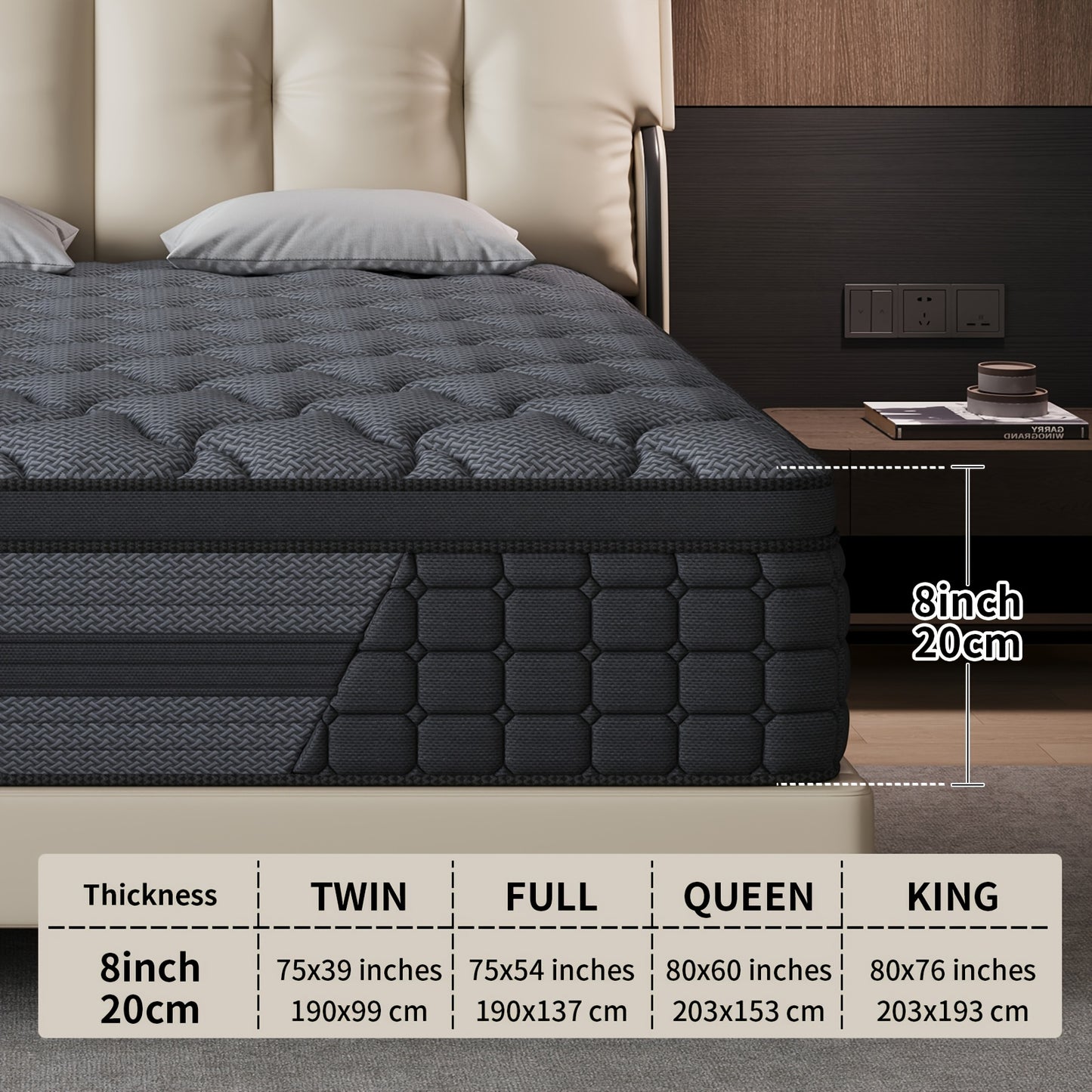 [Gel Memory Foam Mattress] Luxury Mattress 8" 10" 12" 14" Twin Full Queen King Size Gel Memory Foam Pocket Spring Hydird Mattress In A Box Medium Firm