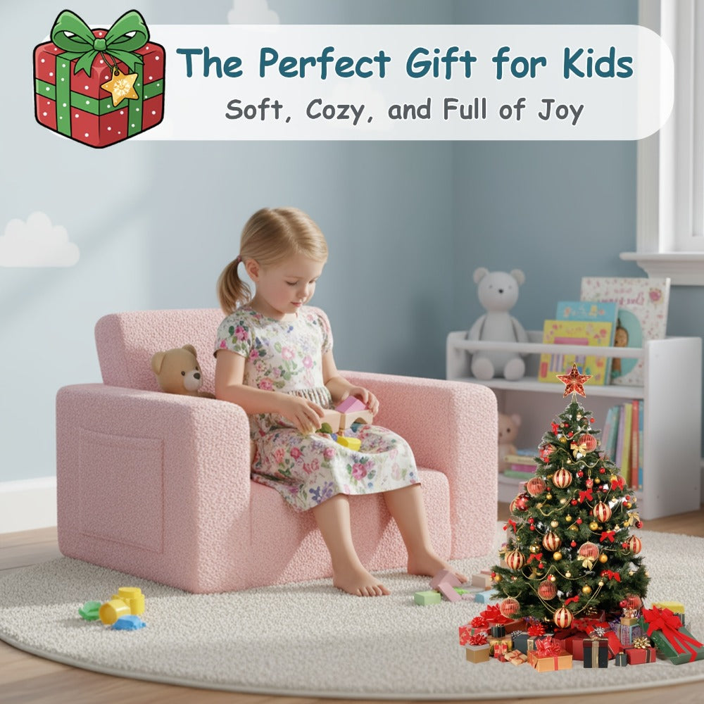 Tiita Kids' Convertible Couch, Sofa Bed Chairs, 2-In-1 Plush Chair for Children, Folding Sofas That Transform Into Loungers, Cozy Armrest Chair Bed Sofa for Boys Or Girls