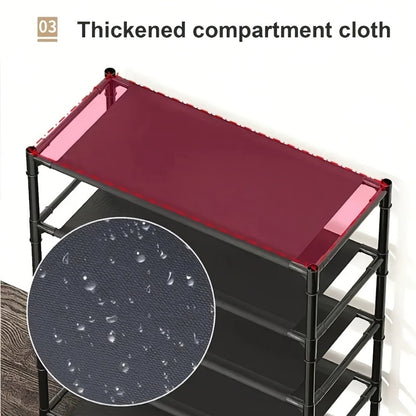 Entryway Shoe Rack with Coat Hooks Multifunctional 3 4 5 Tier Shoe Hat Organizer - Choose 5-Tier + 8 Hooks, 3-Tier Hat Rack, or 4-Tier + 10 Shoe Bags | Freestanding Black Rack for Home Dorm Hallway