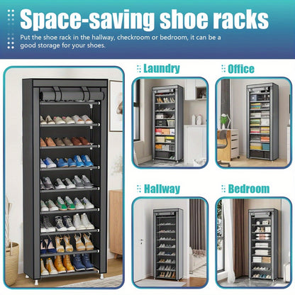 6/8/10 Tier Shoe Organizer with Nonwoven Fabric Cover Shoe Cabinet, Easy to Assemble, Portable Shoe Cabinet, Shoe Storage Shelf for 27-35 Pairs Of Shoes, Suitable for Various Scenes Such As Entryway, Suitable for Sneakers, High Heels, And Boots