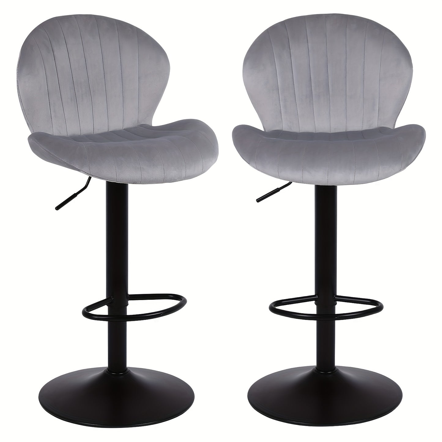 Classic Bar Stools (2/3pcs), Velvet Height Adjustable Swivel Barstools with Back And Footrest, Counter Stools, Kitchen Stools, 300 Lbs Weight Capacity, Black, Blue, Green, Grey