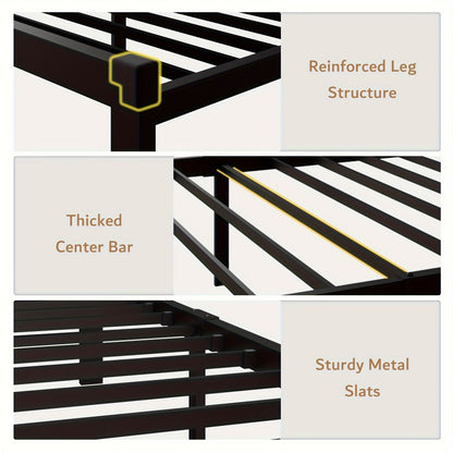 Platform Bed Frame with Button-Tufted Headboard, 12 Inch Under-Bed Storage Space, Steel Slat Support, No Box Spring Needed, Easy Assembly, Twin Full Queen