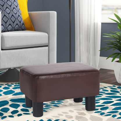 Small Ottoman Footstool with Hidden Storage 15.6 Inch Rectangular PU Leather Footrest Anti-Skid Legs for Living Room Bedroom Office Sofa Black Brown Gray