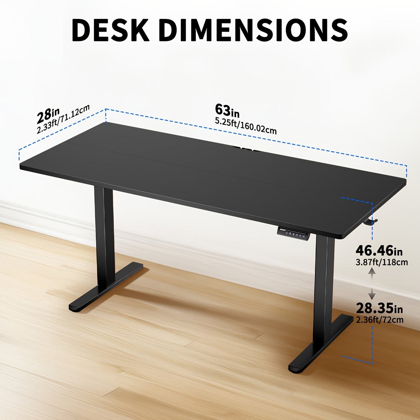 UP TO 40% OFF 63/55/48 Inch Adjustable Height Electric Lift Desk, Ergonomically Designed Office Desk, Gaming Desk, Suitable For Home Offices, Cafes, Restaurants, Electric Standing Table, Easter Gift