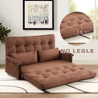 Convertible Sofa Bed with Memory Foam, Foldable Sleeper Chair Corduroy Fabric Metal Frame, Space Saving Sofa for Small Apartment Living Room Bedroom Studio Guest Room