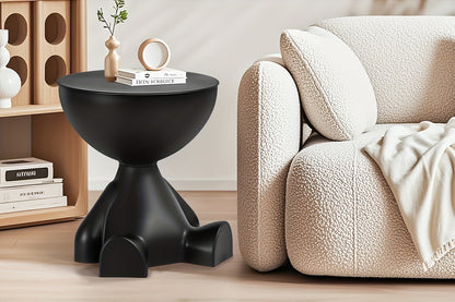Stackable Bear-Shaped Nightstand with Bookshelf | Multifunctional Plastic Side Table for Bedroom & Living Room Storage – Black & White