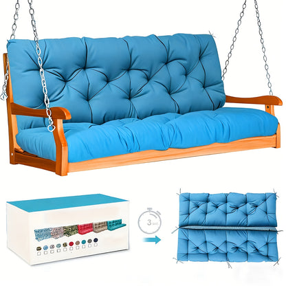 Porch Swing Cushions Waterproof All-Weather Fade-Resistant 60 Inch X 40 Thick 5'' Patio Chair Cushions with Ties for Backyard 2-3 Seater Replacement with Backrest Ergonomic Lumbar Support