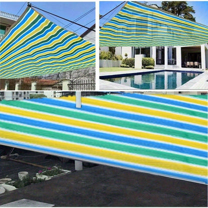 Sun Shade Net Striped Multicolor 90% Sunblock Breathable HDPE Plastic Corner Guards – 2 Sizes Outdoor Shade Cloth for Garden Terrace Balcony Carport Picnic