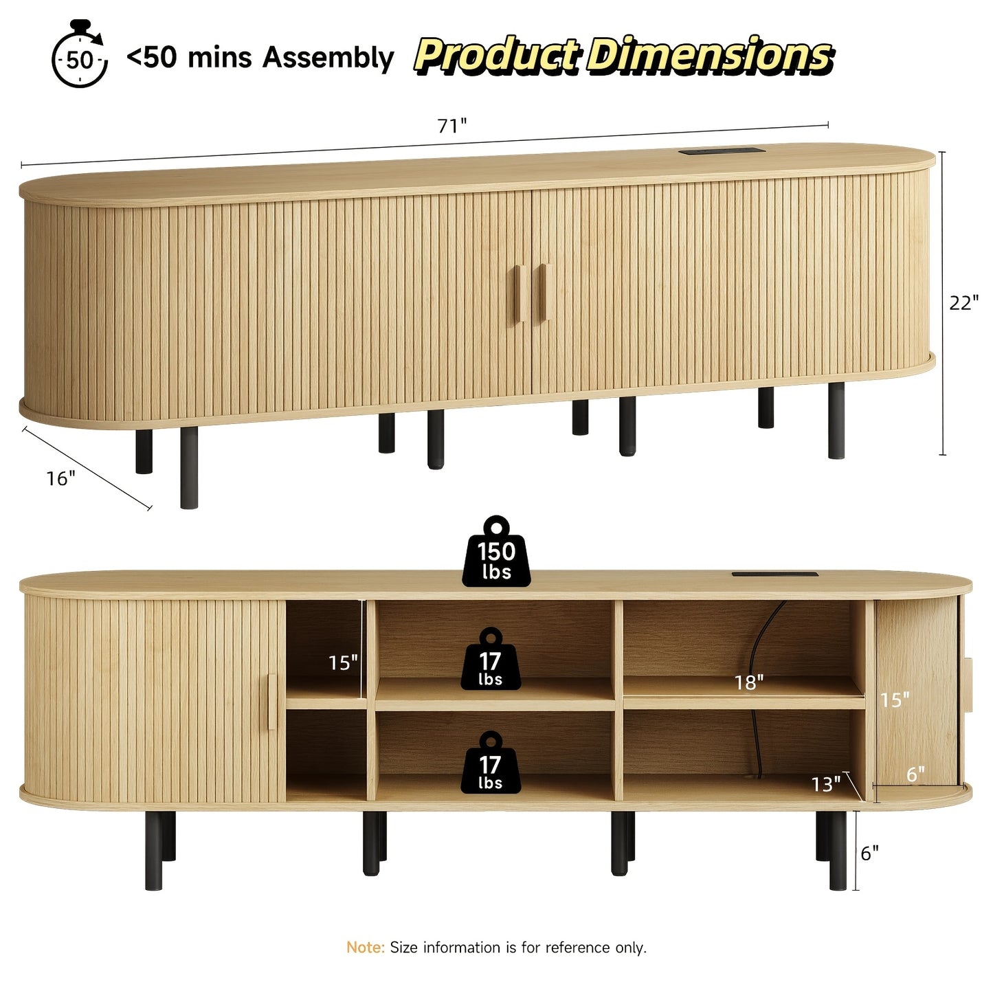 PAZCASA 70.8 Inch/55 Inch TV Stand with Power Outlet for Tvs Up to 75 Inch, Entertainment Center with Storage And Adjustable Shelves, Modern Media Console with Sliding Doors for Living Room, Walnut/Black/Oak
