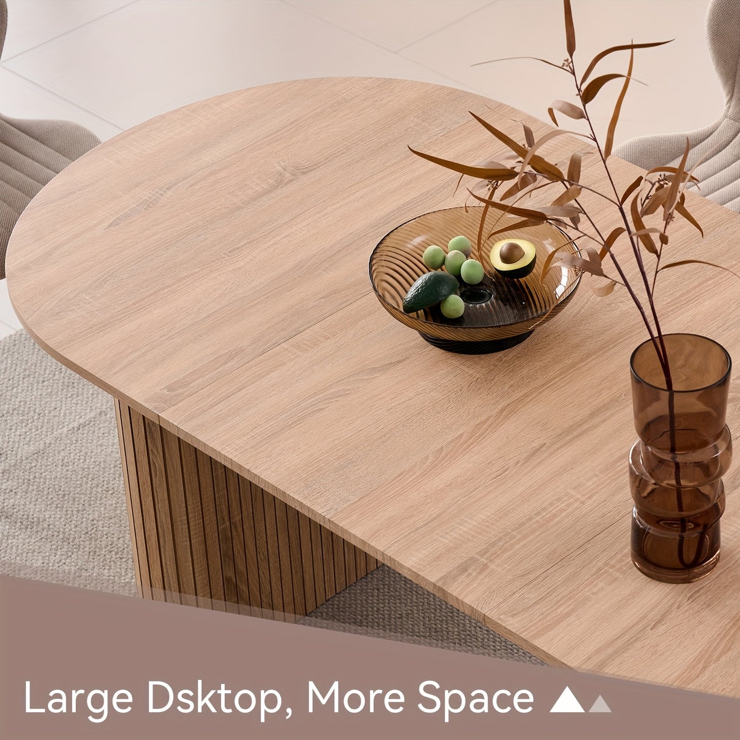 70.8" Oval Dining Table for 4 6 Person, Mid-century Modern Farmhouse Kitchen Table, Wood-grain Patterned Rustic Dinner Table for Breakfast Dining Reception Room(Only Table)