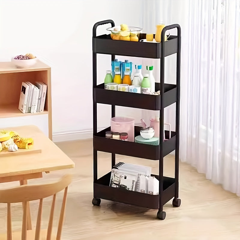 !! Mobile Storage Cart with Sliding Wheels, Space-saving Durable Plastic Design, Easy to Move, Suitable for Bedrooms, Kitchens, Offices, And Bathrooms As A Versatile Floor-standing Storage Rack