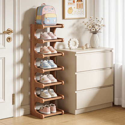 Bamboo Shoe Rack 4-8 Tier Freestanding Shoe Organizer for Entryway Hallway Bedroom Closet – Space-Saving Multi-Layer Shoe Storage Shelf for Home & Dorm