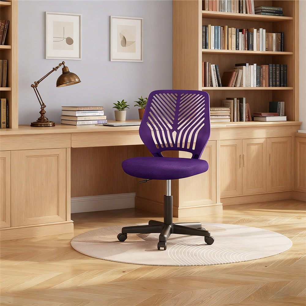 Costoffs Ergonomic Office Chair Armless Height Adjustable Swivel Task Chair with Lumbar Support for Home and Study, 300lb Weight Capacity, Black/Turquoise/Dark Gray/Rose red/Purple/Green/Blue, Christmas Gift