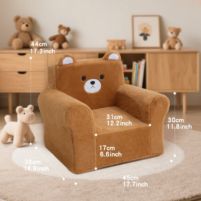 Kids Sofa/Teens - Ultra-Soft Teddy Bear Fleece & Machine-Washable Cover | 19.2"x13"x19.7"Ergonomic Support Chair, 5.6lbs Lightweight | Breathable Skin-Friendly Lounger For Game Room/Playroom (Cozy Beige)