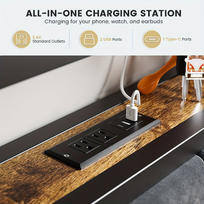 Metal Platform Bed Frame with LED Headboard & Type-C Charging Station – 2-Tier Storage, No Box Spring Needed, Twin Full Queen King