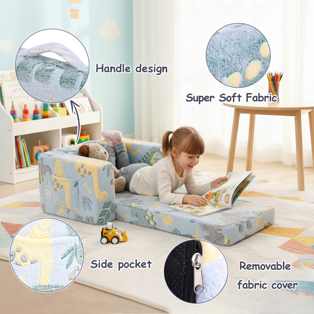 Tiita Kids' Convertible Couch, Sofa Bed Chairs, 2-In-1 Plush Chair for Children, Folding Sofas That Transform Into Loungers, Cozy Armrest Chair Bed Sofa for Boys Or Girls