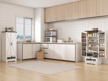 55'' Pantry Cabinet, Kitchen Pantry Storage Cabinet With Adjustable Shelves And Drawer, Wooden Kitchen Storage Cabinet, Buffet Cupboards Cabinet For Kitchen, Living Room, Bathroom, Dining Room