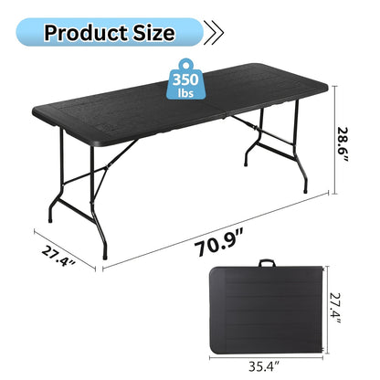 2.5/4/6FT Folding Table, 6 Foot Folding Table Heavy Duty, Portable Plastic Folding Table with Handle, Fold in Half Table for Indoor Outdoor Use, Fold Up Table for Camping Dining Party Picnic Events
