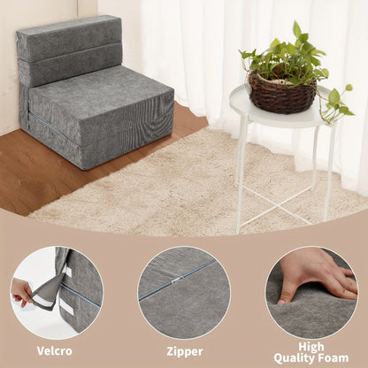 LILYPELLE Tri-Fold Sponge Mattress, Portable Folding Mattress, Convertible Chair Floor Sofa and Sleeping Mattress, Suitable for Floor, Camping, 63"×25.6"×6