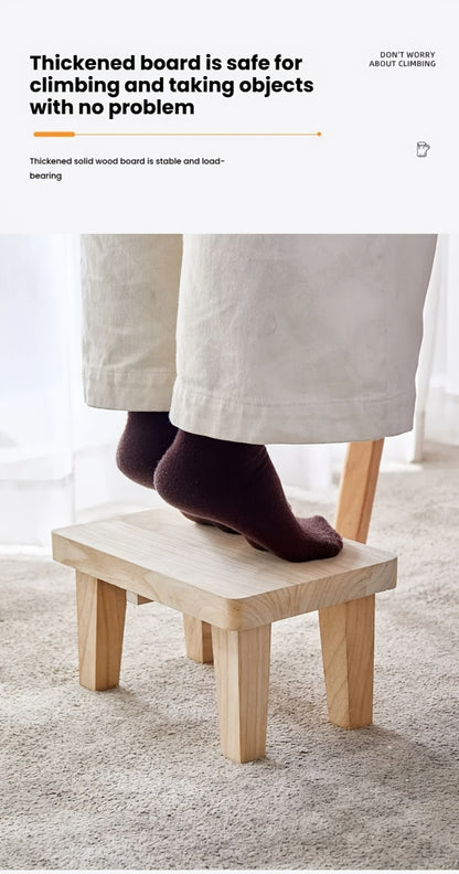 Solid Wood Japanese Style Square Stool Low Seat Chair No Cushion Footrest for Living Room Bedroom Entryway Outdoor, Tatami Floor Stool Easy Clean Minimalist Furniture