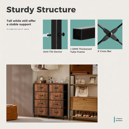 [Skinny Fabric Storage Tower] Dresser For Bedroom, Storage Drawers, Skinny Fabric Storage Tower With 2/4 Drawers, Tower Organizer Unit, Chest Of Drawers With Wooden Top For Closet, Laundry, Entryway