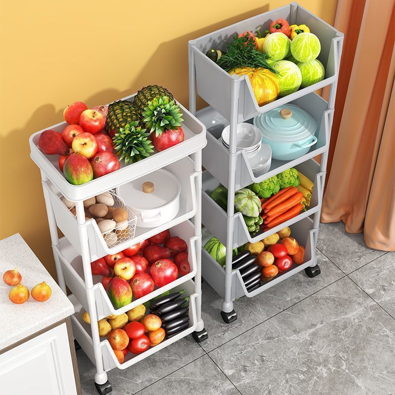 Rolling Cart Organizer, Kitchen Storage Shelf with Lockable Wheels, for Living Room Office Bathroom Garage Narrow Spaces