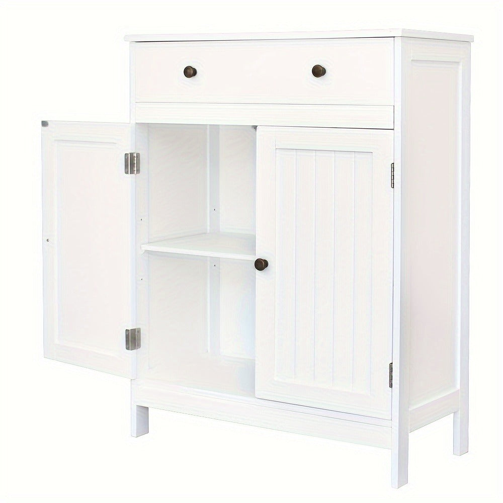 Bathroom Storage Cabinet with Double Shutter Doors Soft-Close Drawer Freestanding Bath Vanity 23.6x11.8x31.5 Inch Waterproof Moisture-Resistant Bathroom Furniture White