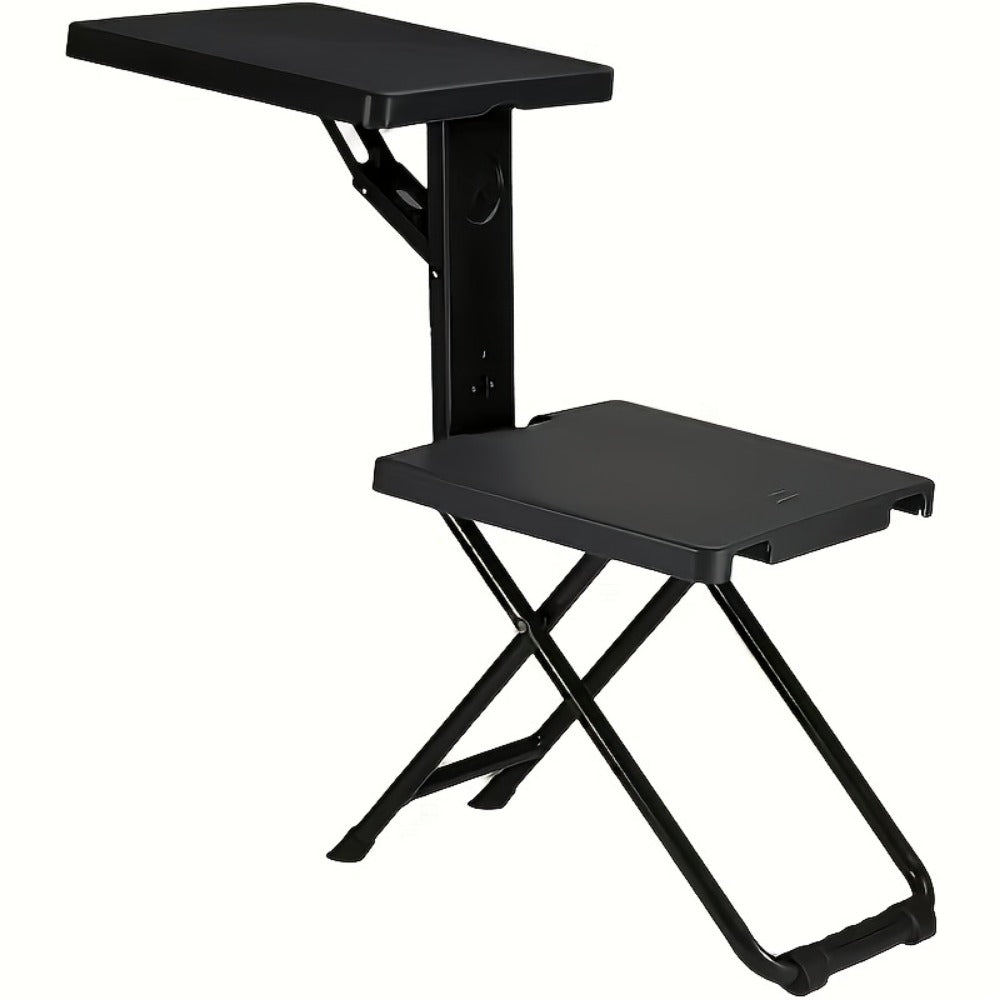 3-in-1 Portable Folding Table and Chair Set Vintage Iron Lightweight Compact for Outdoor Camping Study Vendor Market Writing Desk Folds Like a Handbag