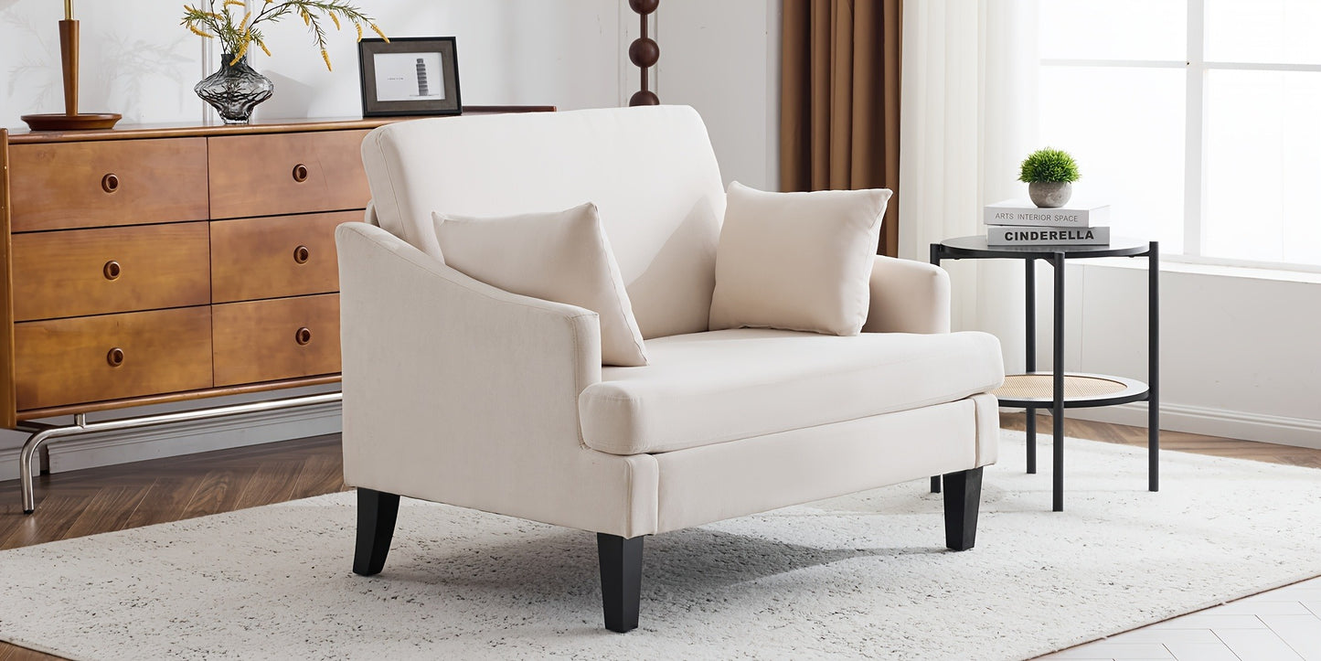 Oversized Accent Chair 33.5" Wide with 2 Pillows, Upholstered Memory Foam Armchair Big Reading Chair, Modern Single Sofa Chair for Living Room Bedroom Apartment Office