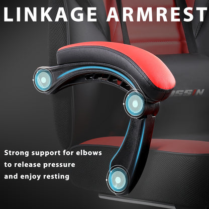 Big And Tall Gaming Chair, Video Game Chair with Footrest And Massage Lumbar Support, 400Lb Capacity Office Chair, Ergonomic Computer Chair Height Adjustable with Swivel Seat And Headrest for Adults