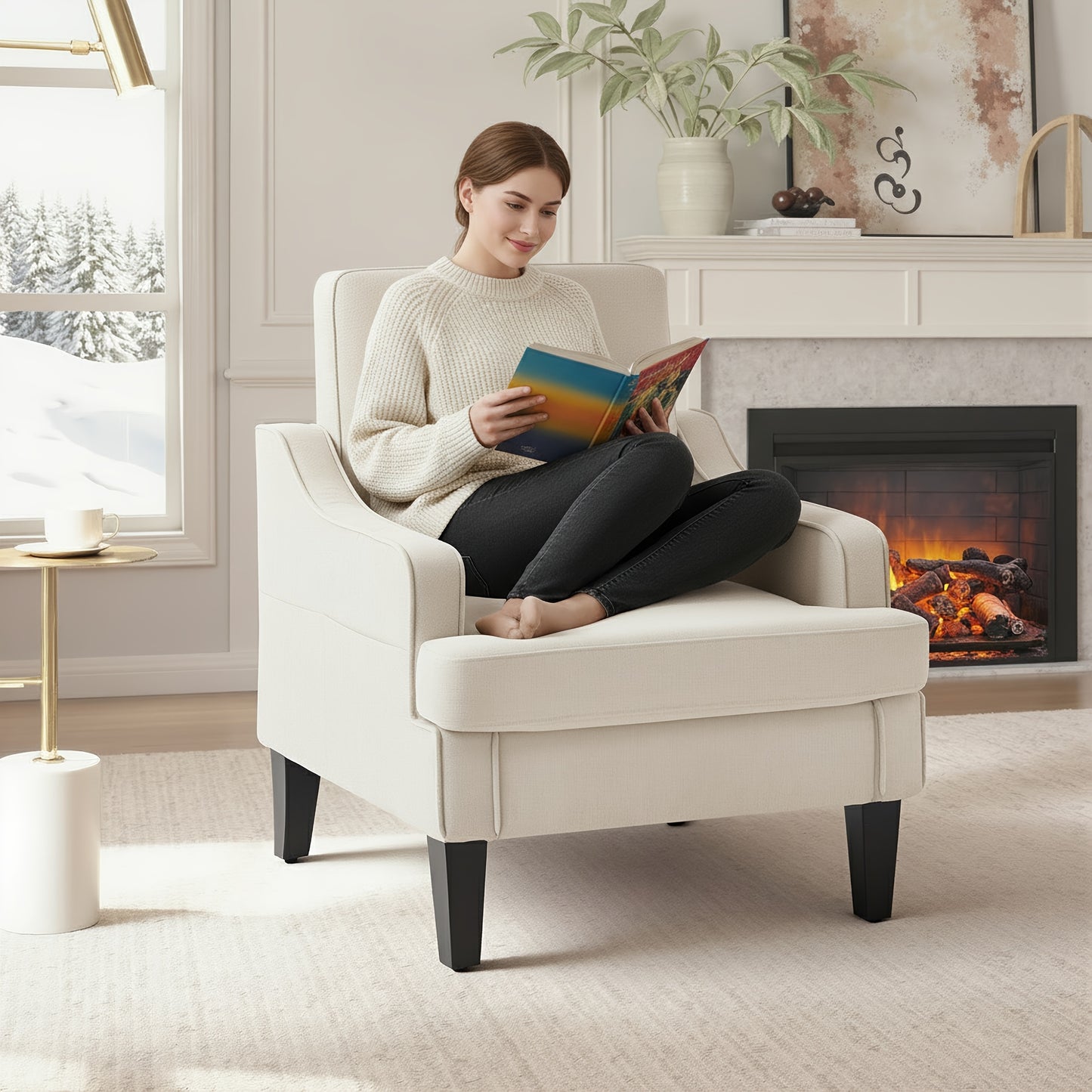 Accent Chair shown in the Beige Color option