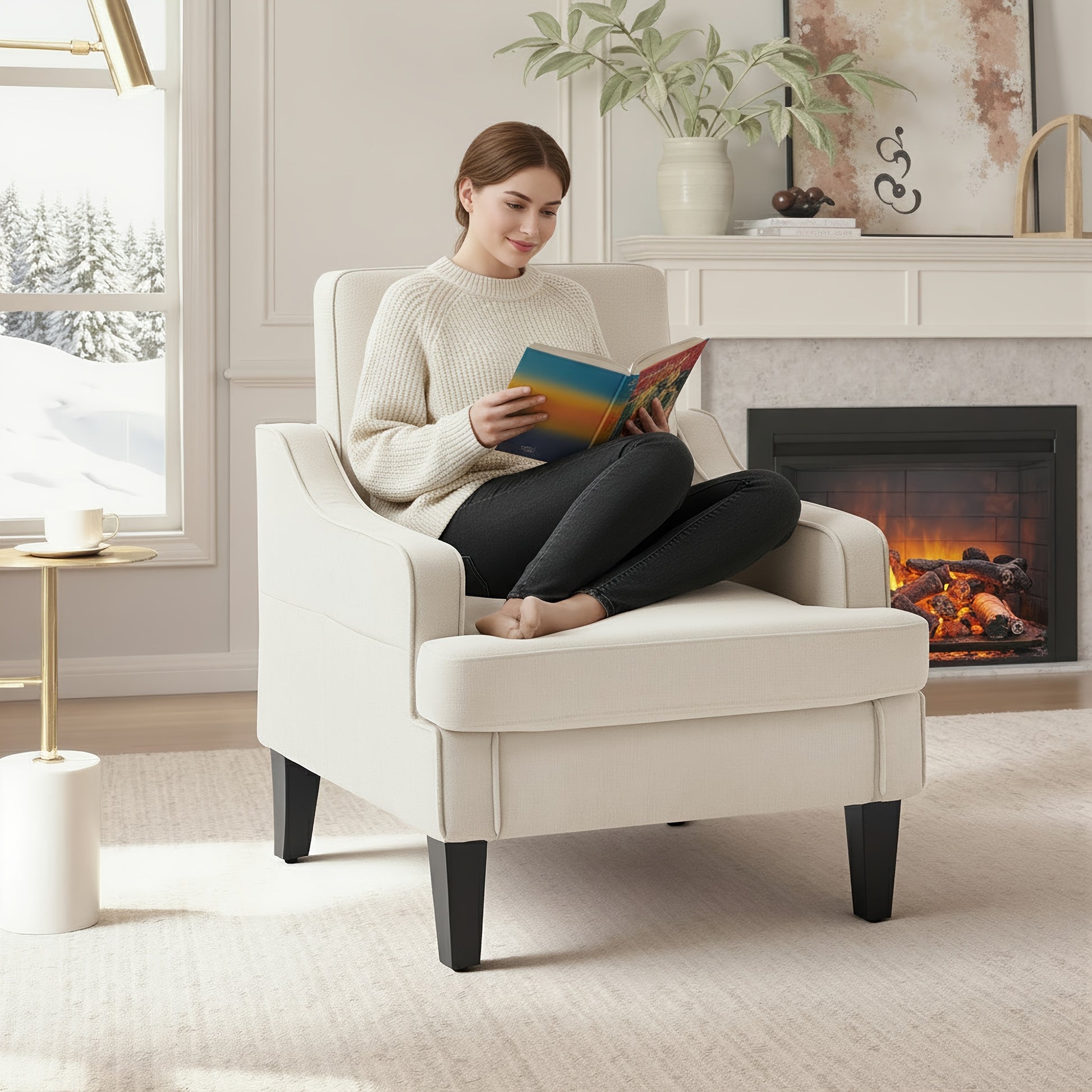 Accent Chair shown in the Beige Color option