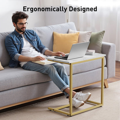 C-Shaped Sofa Side Table, Movable Side Table, 50 Pound Load-Bearing, Sturdy Metal Frame, Multifunctional Sofa Side Table, Bedroom Side Table And Desktop Storage Rack, Suitable for Living Room, Bedroom, Sofa, Office